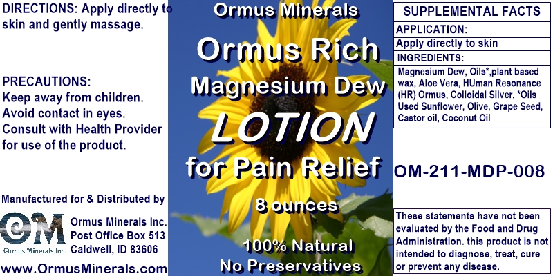 Ormus Minerals - Ormus Rich Magnesium Dew LOTION for Pain Relief